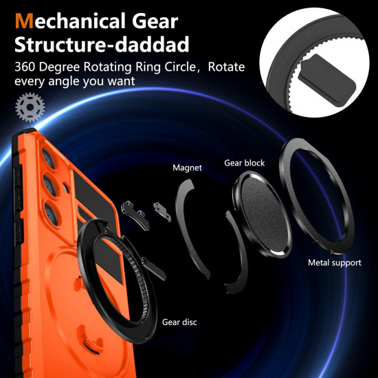 For Samsung Galaxy S24+ 5G Rotating Magnetic Holder Phone Case(Orange)