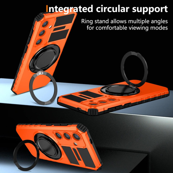 For Samsung Galaxy S24+ 5G Rotating Magnetic Holder Phone Case(Orange)