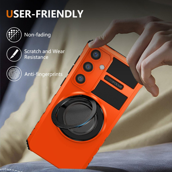 For Samsung Galaxy S24+ 5G Rotating Magnetic Holder Phone Case(Orange)