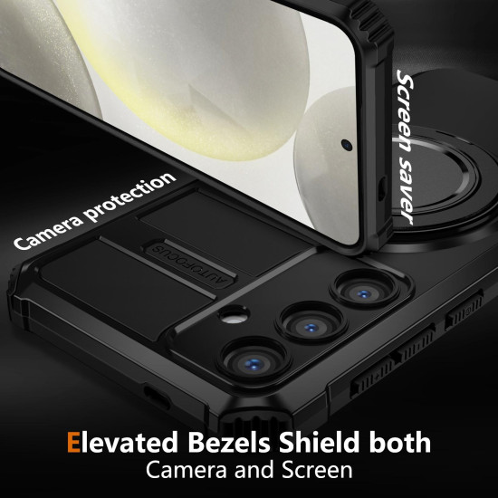 For Samsung Galaxy S24+ 5G Rotating Magnetic Holder Phone Case(Black)