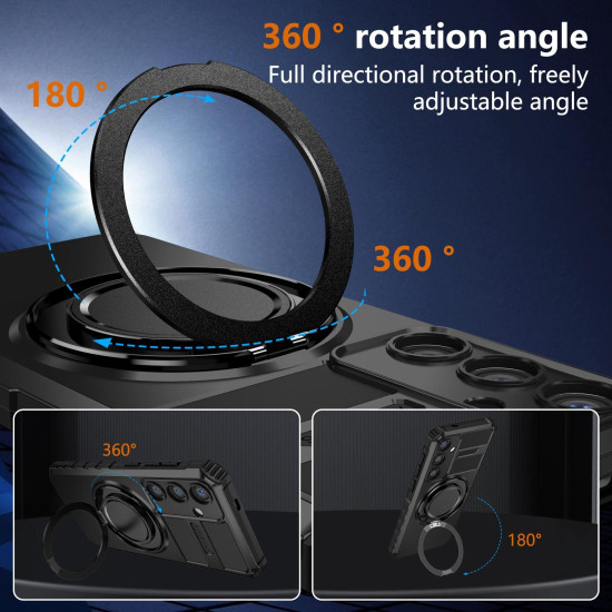 For Samsung Galaxy S24+ 5G Rotating Magnetic Holder Phone Case(Black)