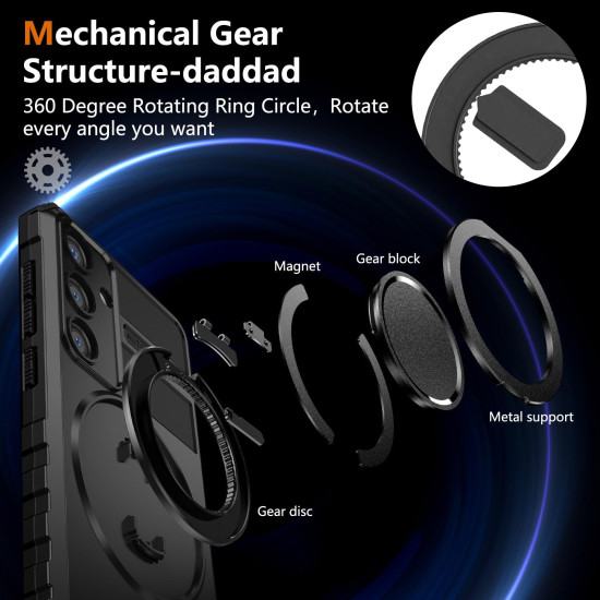 For Samsung Galaxy S24+ 5G Rotating Magnetic Holder Phone Case(Black)