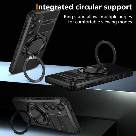 For Samsung Galaxy S24+ 5G Rotating Magnetic Holder Phone Case(Black)