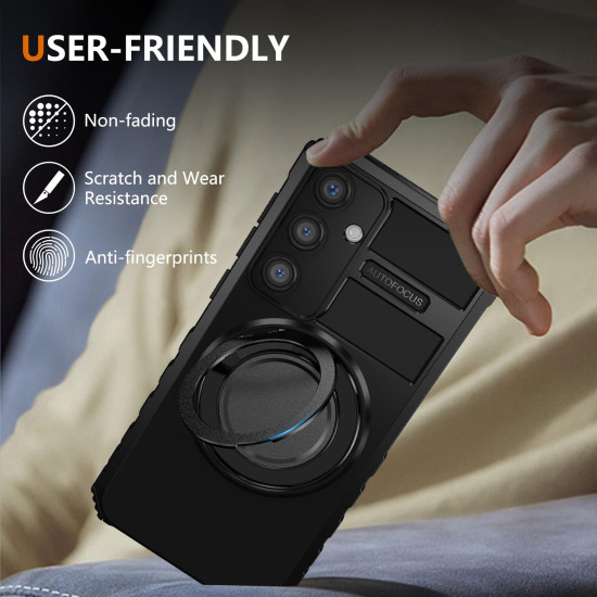 For Samsung Galaxy S24+ 5G Rotating Magnetic Holder Phone Case(Black)