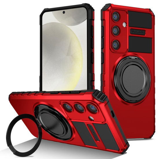 For Samsung Galaxy S24+ 5G Rotating Magnetic Holder Phone Case(Red)