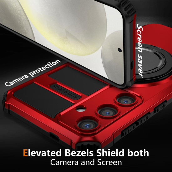 For Samsung Galaxy S24+ 5G Rotating Magnetic Holder Phone Case(Red)