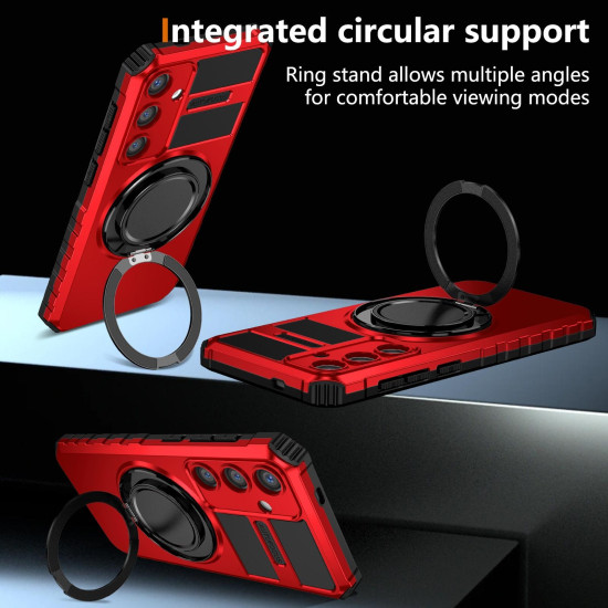 For Samsung Galaxy S24+ 5G Rotating Magnetic Holder Phone Case(Red)