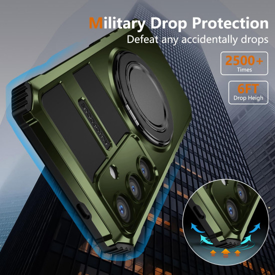 For Samsung Galaxy S24+ 5G Rotating Magnetic Holder Phone Case(Dark Green)