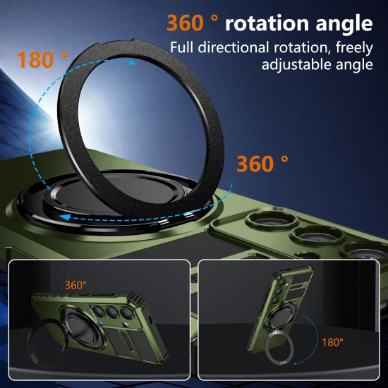 For Samsung Galaxy S24+ 5G Rotating Magnetic Holder Phone Case(Dark Green)