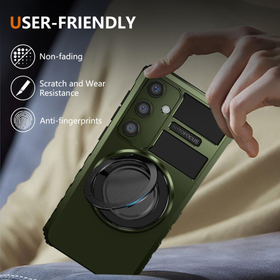 For Samsung Galaxy S24+ 5G Rotating Magnetic Holder Phone Case(Dark Green)