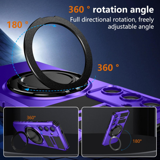 For Samsung Galaxy S24+ 5G Rotating Magnetic Holder Phone Case(Purple)