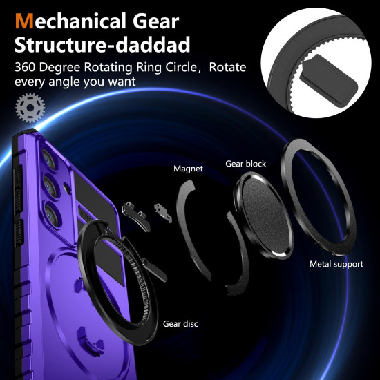 For Samsung Galaxy S24+ 5G Rotating Magnetic Holder Phone Case(Purple)