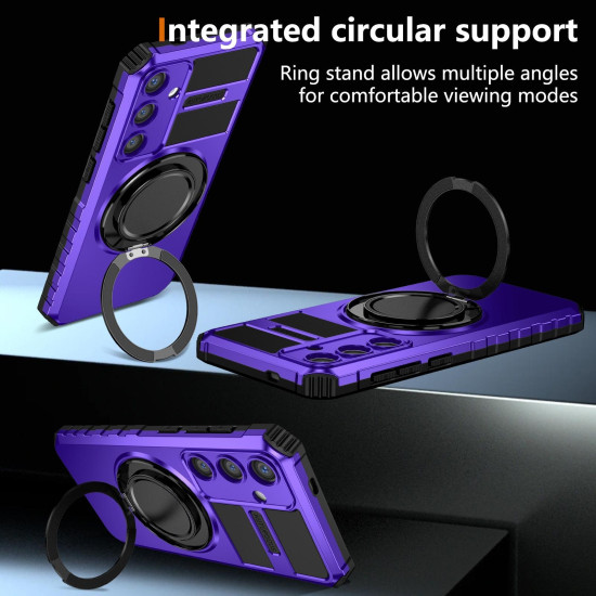 For Samsung Galaxy S24+ 5G Rotating Magnetic Holder Phone Case(Purple)