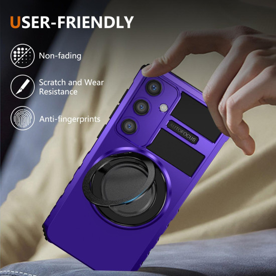 For Samsung Galaxy S24+ 5G Rotating Magnetic Holder Phone Case(Purple)