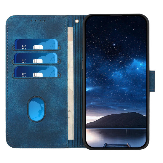 For Samsung Galaxy S24+ 5G YX0080 Grid Butterfly Embossed Pattern Flip Leather Phone Case with Lanyard(Dark Blue)