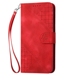 For Samsung Galaxy S24+ 5G YX0080 Grid Butterfly Embossed Pattern Flip Leather Phone Case with Lanyard(Red)