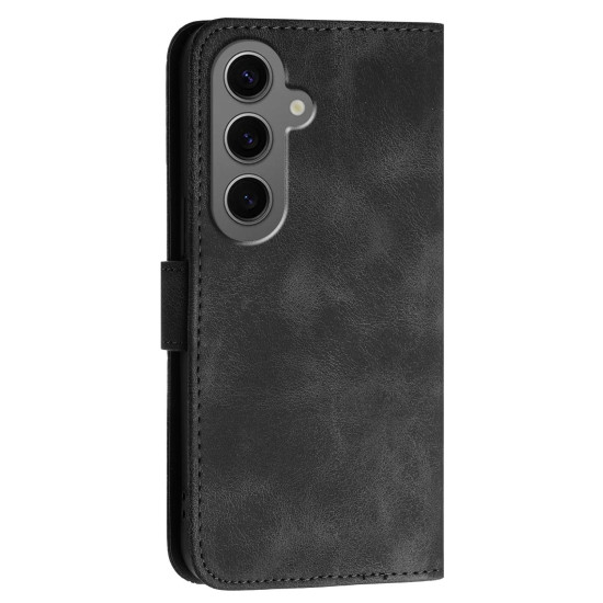 For Samsung Galaxy S24+ 5G YX0080 Grid Butterfly Embossed Pattern Flip Leather Phone Case with Lanyard(Black)