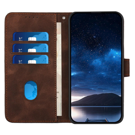 For Samsung Galaxy S24+ 5G YX0080 Grid Butterfly Embossed Pattern Flip Leather Phone Case with Lanyard(Coffee)
