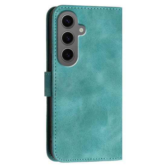 For Samsung Galaxy S24+ 5G YX0080 Grid Butterfly Embossed Pattern Flip Leather Phone Case with Lanyard(Light Blue)