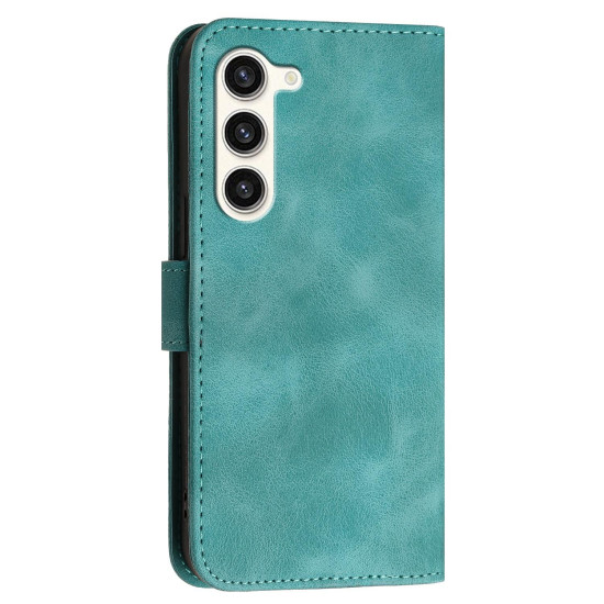 For Samsung Galaxy S23+ 5G YX0080 Grid Butterfly Embossed Pattern Flip Leather Phone Case with Lanyard(Light Blue)