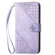 For Samsung Galaxy S23+ 5G YX0080 Grid Butterfly Embossed Pattern Flip Leather Phone Case with Lanyard(Light Purple)