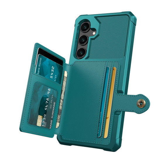 For Samsung Galaxy S24+ 5G Magnetic Wallet Card Bag Leather Phone Case(Cyan)