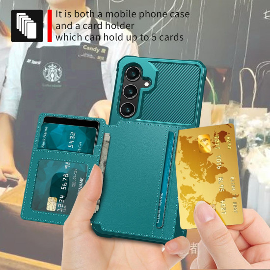 For Samsung Galaxy S24+ 5G Magnetic Wallet Card Bag Leather Phone Case(Cyan)