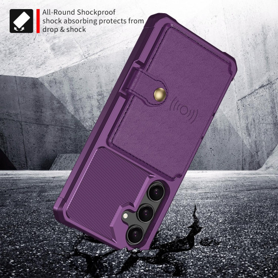 For Samsung Galaxy S24+ 5G Magnetic Wallet Card Bag Leather Phone Case(Purple)