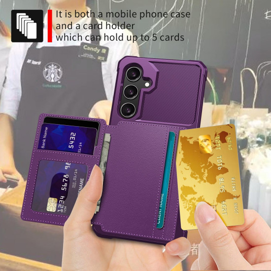 For Samsung Galaxy S24+ 5G Magnetic Wallet Card Bag Leather Phone Case(Purple)