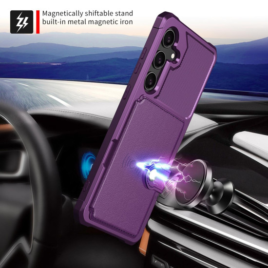 For Samsung Galaxy S24+ 5G Magnetic Wallet Card Bag Leather Phone Case(Purple)