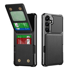 For Samsung Galaxy S24+ 5G Vertical Flip Card Bag Holder Leather Phone Case(Black)