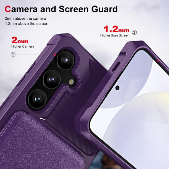 For Samsung Galaxy S24+ 5G Vertical Flip Card Bag Holder Leather Phone Case(Purple)