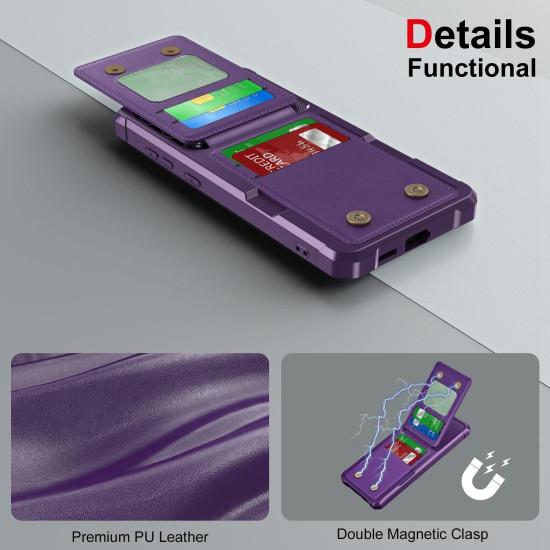 For Samsung Galaxy S24+ 5G Vertical Flip Card Bag Holder Leather Phone Case(Purple)
