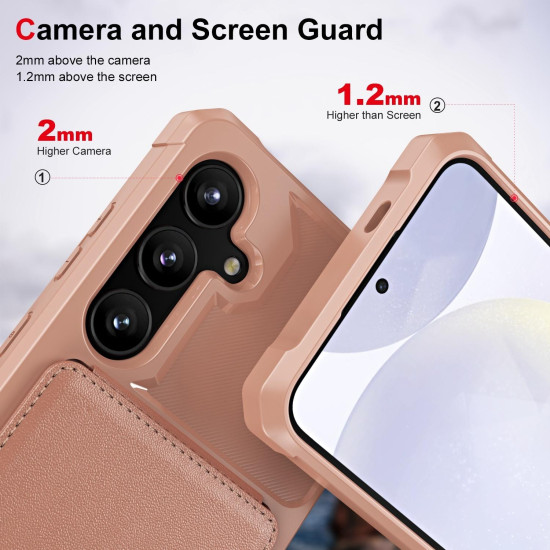 For Samsung Galaxy S24+ 5G Vertical Flip Card Bag Holder Leather Phone Case(Rose Gold)