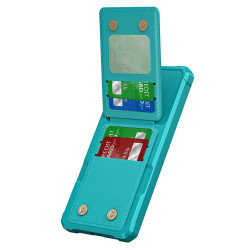 For Samsung Galaxy S24+ 5G Vertical Flip Card Bag Holder Leather Phone Case(Cyan Green)