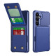 For Samsung Galaxy S24+ 5G Vertical Flip Card Bag Holder Leather Phone Case(Dark Blue)