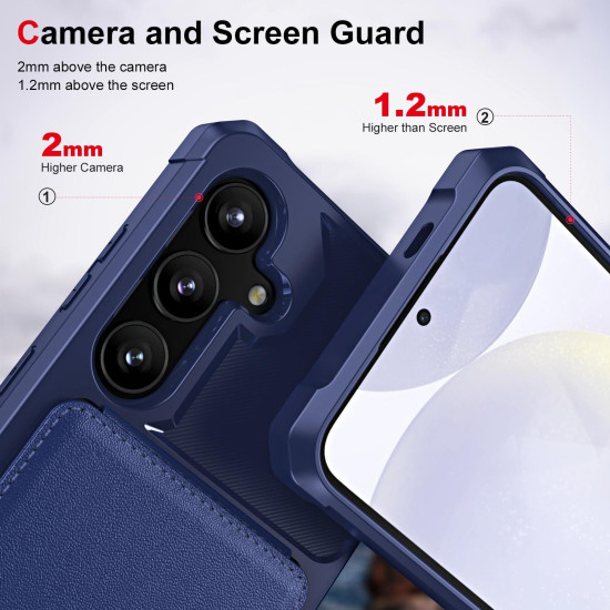 For Samsung Galaxy S24+ 5G Vertical Flip Card Bag Holder Leather Phone Case(Dark Blue)