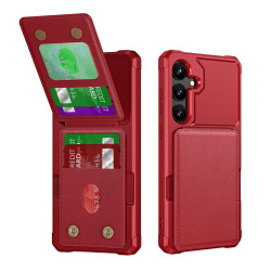 For Samsung Galaxy S24+ 5G Vertical Flip Card Bag Holder Leather Phone Case(Red)