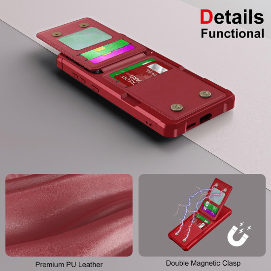 For Samsung Galaxy S24+ 5G Vertical Flip Card Bag Holder Leather Phone Case(Red)