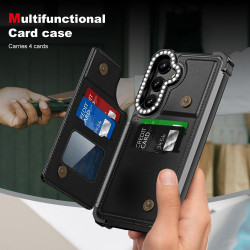 For Samsung Galaxy S24+ 5G Diamond Horizontal Card Bag Leather Phone Case(Black)
