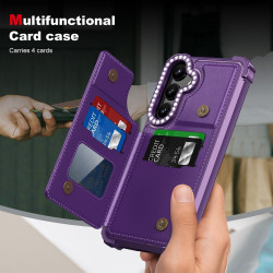 For Samsung Galaxy S24+ 5G Diamond Horizontal Card Bag Leather Phone Case(Purple)