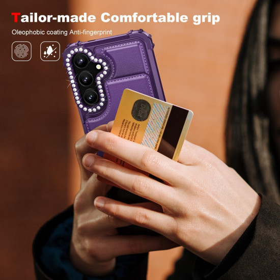 For Samsung Galaxy S24+ 5G Diamond Horizontal Card Bag Leather Phone Case(Purple)