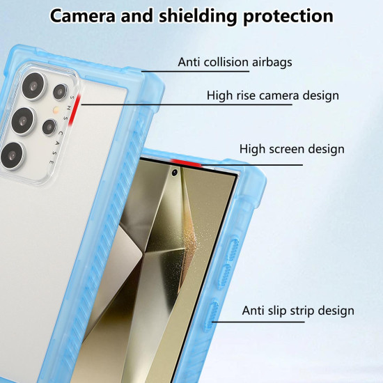 For Samsung Galaxy S24+ 5G Transparent Matte TPU Hybrid PC 3-in-1 Phone Case(Blue)