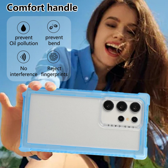 For Samsung Galaxy S24+ 5G Transparent Matte TPU Hybrid PC 3-in-1 Phone Case(Blue)
