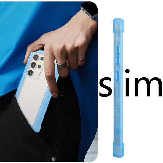 For Samsung Galaxy S24+ 5G Transparent Matte TPU Hybrid PC 3-in-1 Phone Case(Blue)
