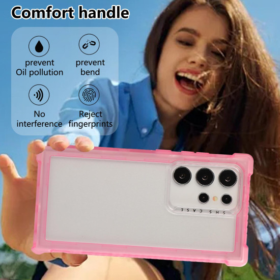 For Samsung Galaxy S24+ 5G Transparent Matte TPU Hybrid PC 3-in-1 Phone Case(Pink)