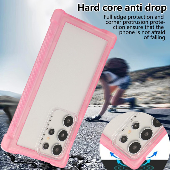 For Samsung Galaxy S24+ 5G Transparent Matte TPU Hybrid PC 3-in-1 Phone Case(Pink)