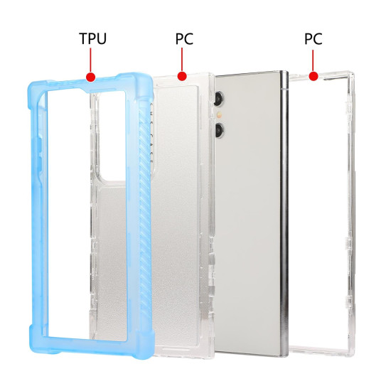 For Samsung Galaxy S24+ 5G Transparent Matte TPU Hybrid PC 3-in-1 Phone Case(Pink)