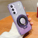 For Samsung Galaxy S24+ 5G Plated Gradient Glitter Round Holder TPU Phone Case(Purple)