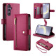 For Samsung Galaxy S24+ 5G Nine Card-slot Zipper Wallet Bag Leather Phone Case(Red)